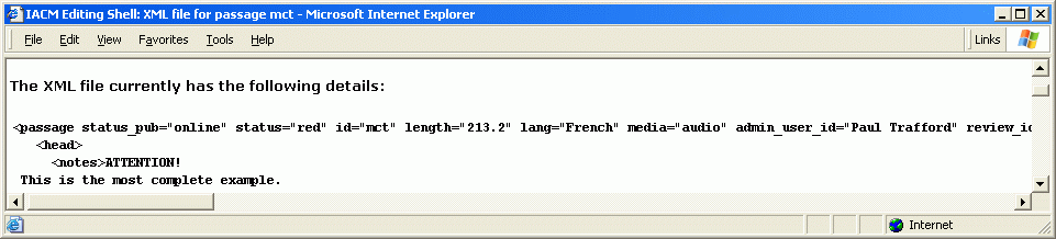 Screen 8: resulting XML file (fragment)